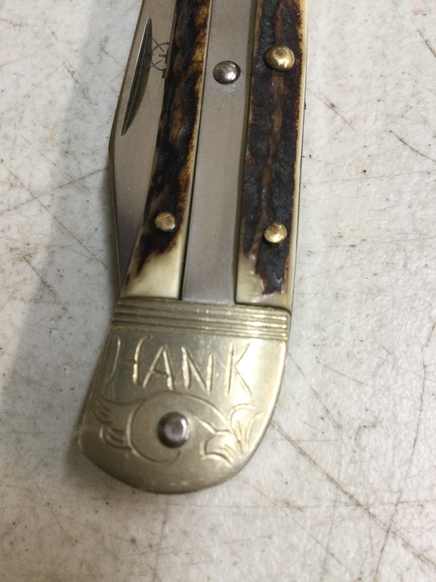 Vintage Engraved Hubertus Rostfrei Solingen Germany Stainless Folding Knife Good Used Guns