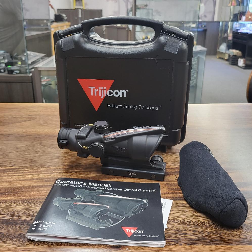 TRIJICON ACOG 4X32 ADVANCED COMBAT OPTICAL SIGHT W/ BOX AND PAPERS (SEE ...