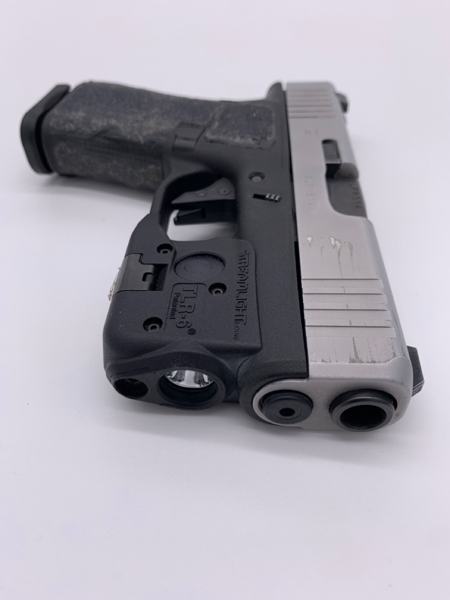 GLOCK 43X 9MM USED W/NS, TLR6, 4 MAGS, AFTER MARKET TRIGGER, & SOFT