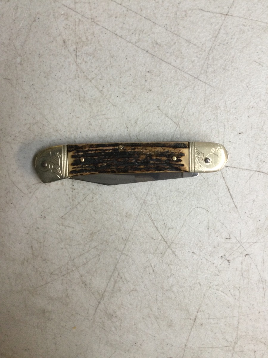 Vintage Engraved Hubertus Rostfrei Solingen Germany Stainless Folding Knife Good Used Guns