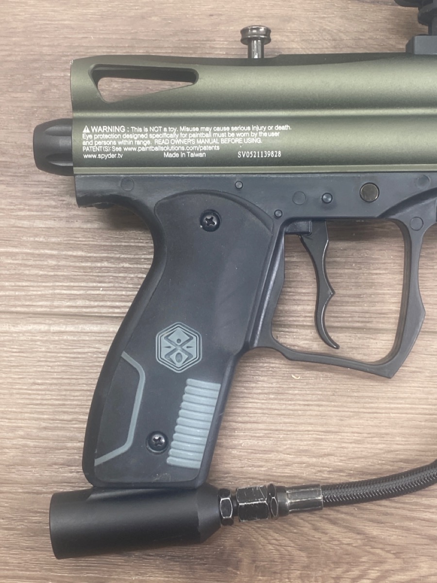 SPYDER VICTOR PAINTBALL GUN, OLIVE GREEN, SIGNS OF WEAR, Very Good