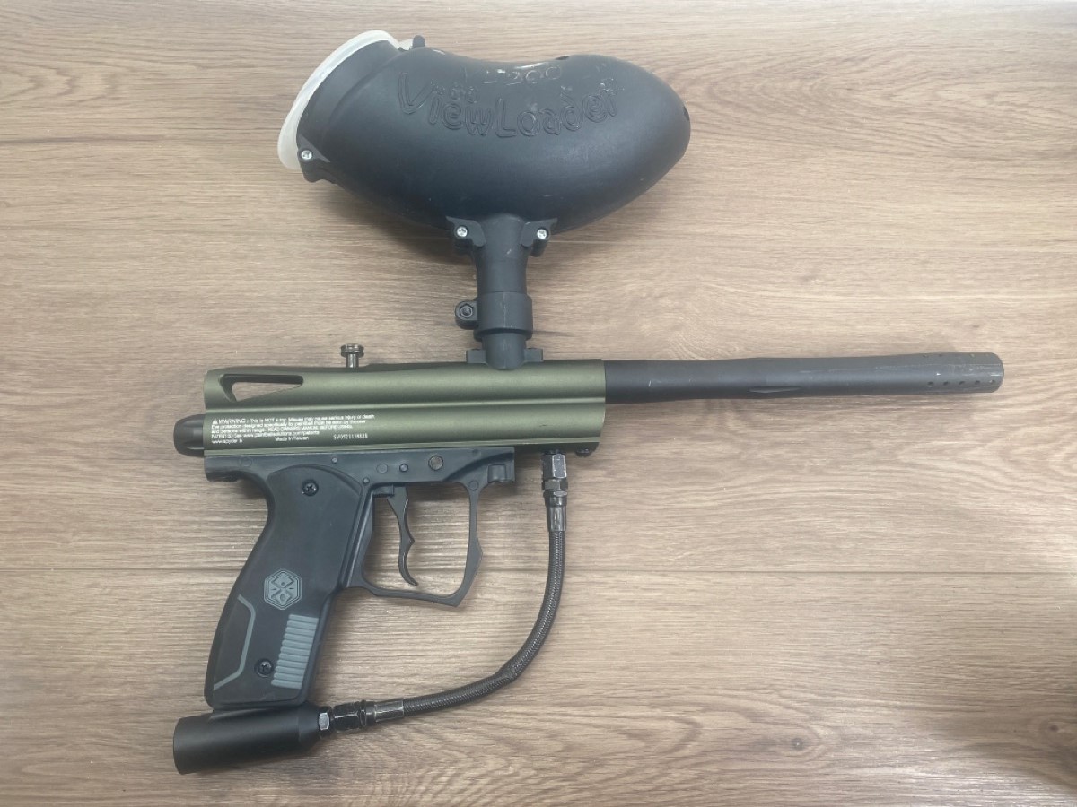 SPYDER VICTOR PAINTBALL GUN, OLIVE GREEN, SIGNS OF WEAR, Very Good