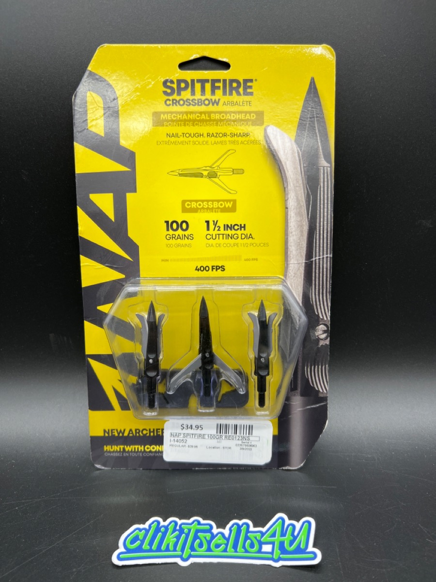 SPITFIRE CROSSBOW MECHANICAL BROADHEAD, OG BOX, GOOD CONDITION, DRPTTMS