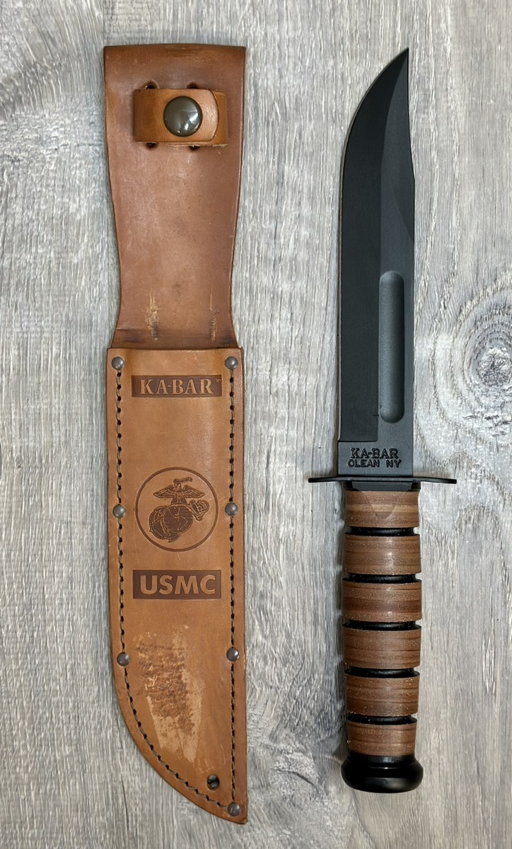 KABAR Olean NY Fixed Blade Knife w/ Sheath Very Good Used Guns