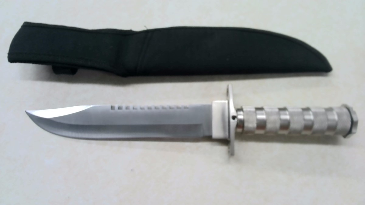 CHINA SURVIVAL KNIFE 8" BLADE 14" OVERALL W/ SHEATH Like New Used Guns